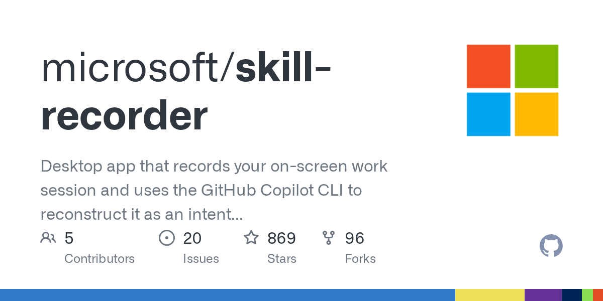 microsoft/skill-recorder — record a session, get a reusable agent Skill