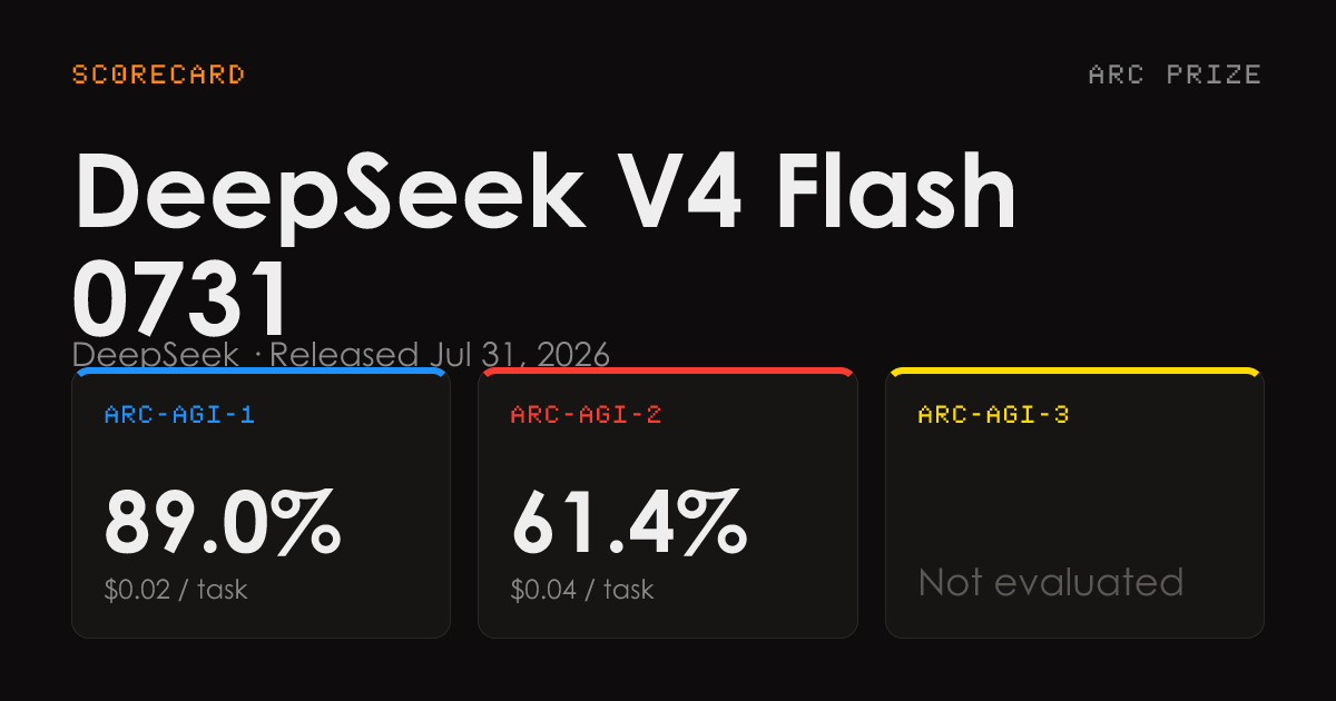 DeepSeek V4 Flash 0731 clears a new ARC-AGI evaluation bar