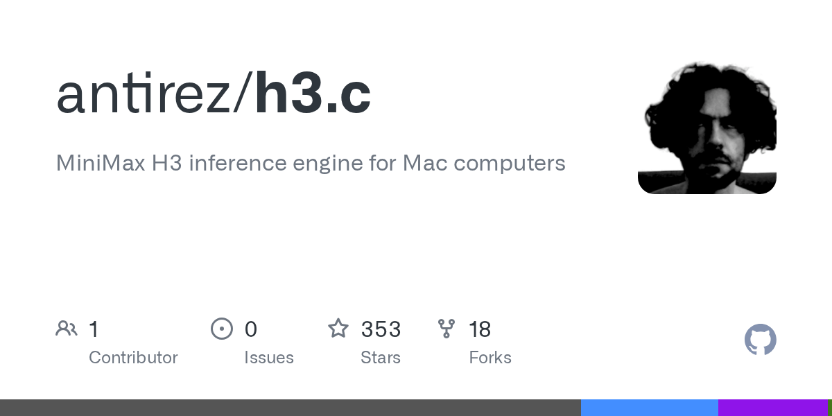 h3.c brings native MiniMax H3 video/audio inference to Apple Silicon