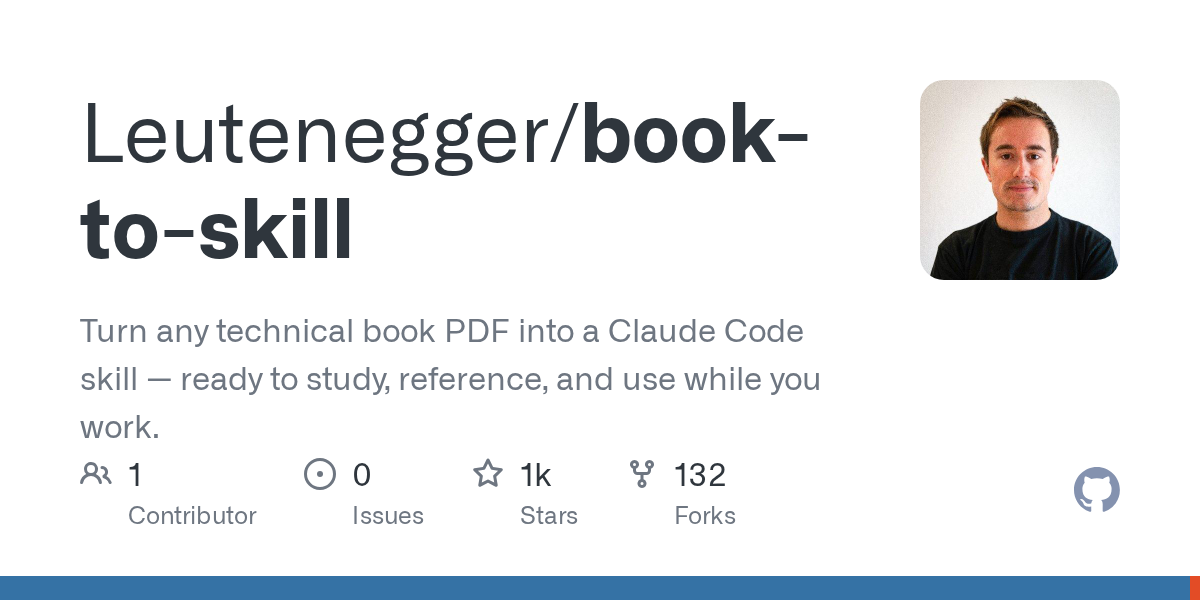 book-to-skill: turn a technical book PDF into a Claude Code skill