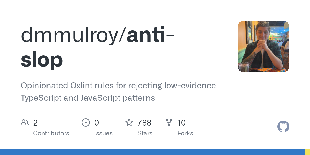 anti-slop: Oxlint rules that reject low-evidence TypeScript